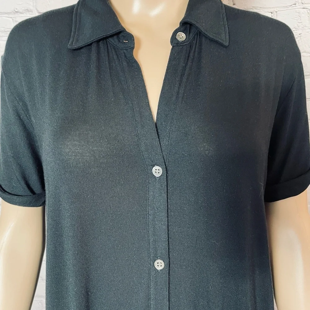 Theory Black Short Sleeve Jersey Shirt Dress Size M - Picture 3 of 9